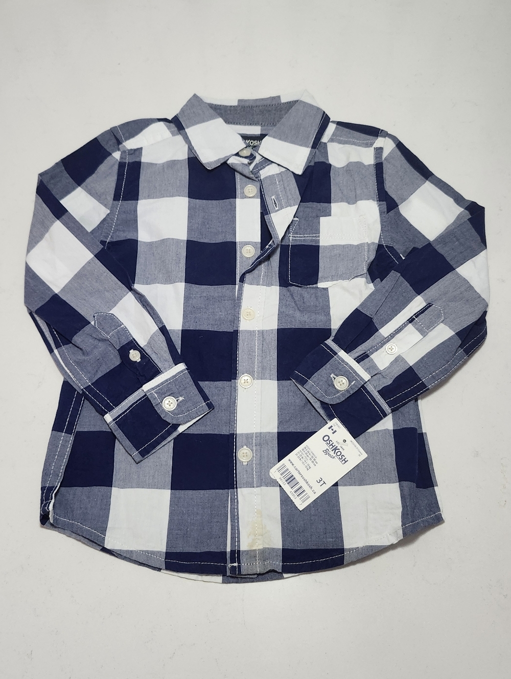 OshKosh B'gosh Boys' Navy & White Plaid Button-Up Shirt 3T